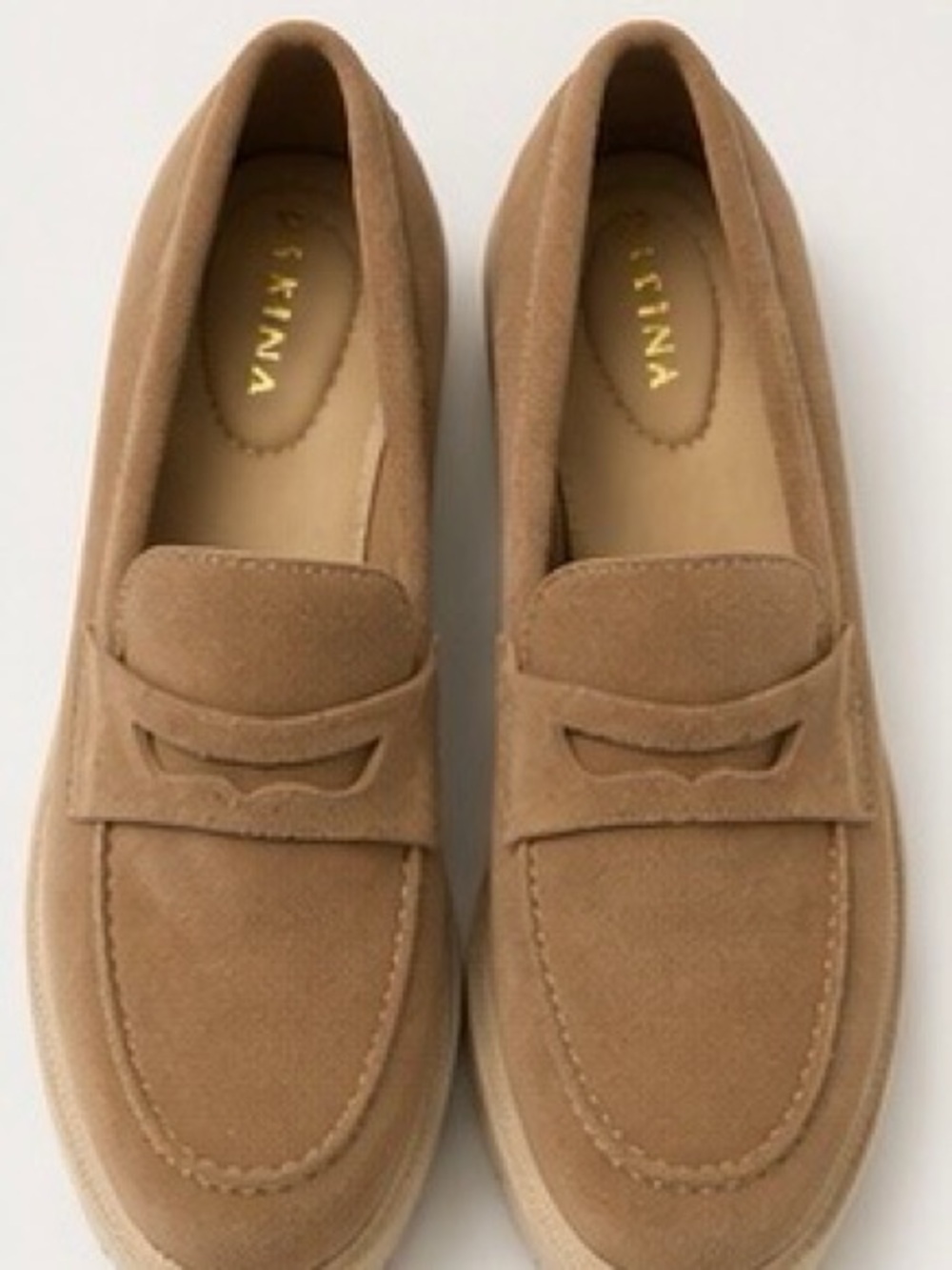 Sabrina Tan Suede Penny Loafers